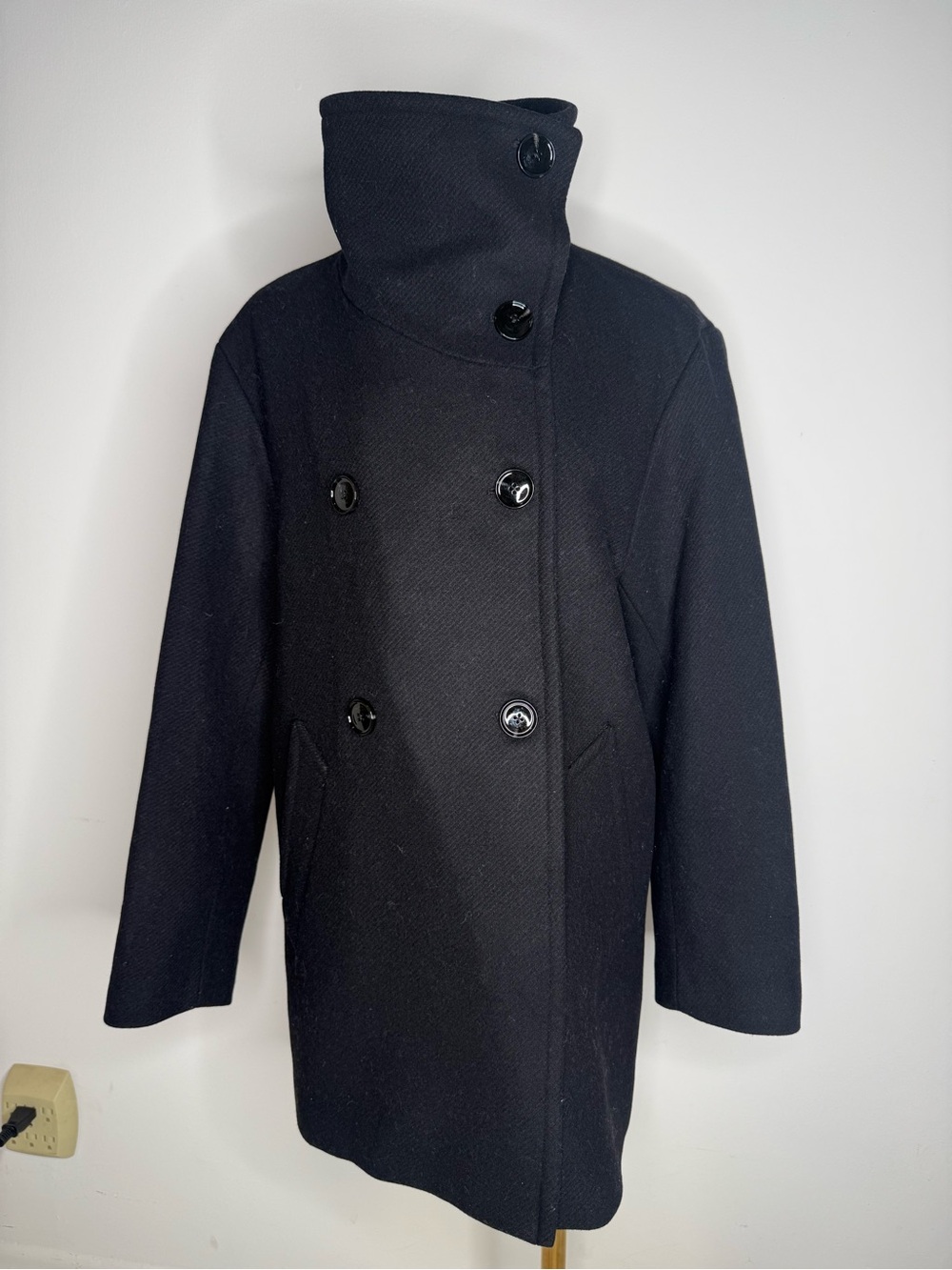 Mango Black Double-Breasted Pea Coat - Picture 8 of 11